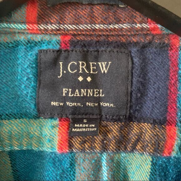 J. Crew Factory Blue Brown Plaid Flannel Button Down Shirt. - Picture 3 of 4